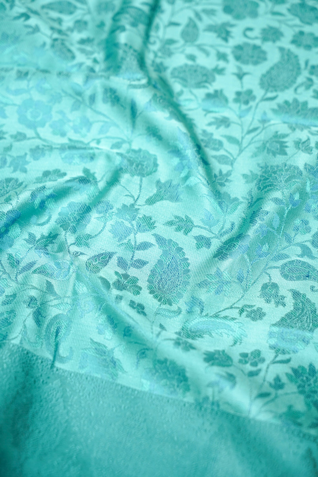 Aqua Green Handwoven Banarasi Pure Tanchoi Resham Weaving Silk Saree