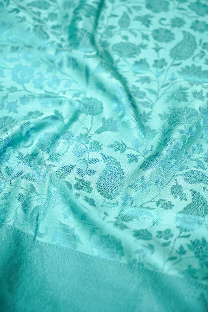 Aqua Green Handwoven Banarasi Pure Tanchoi Resham Weaving Silk Saree