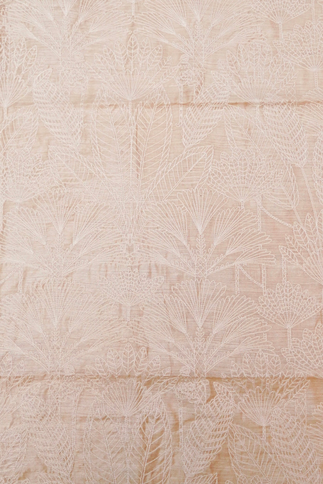 Off-White Tussar Silk Suit with Resham Embroidery and Zari Stripe Dupatta