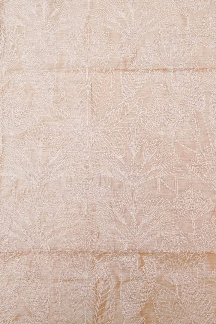 Off-White Tussar Silk Suit with Resham Embroidery and Zari Stripe Dupatta