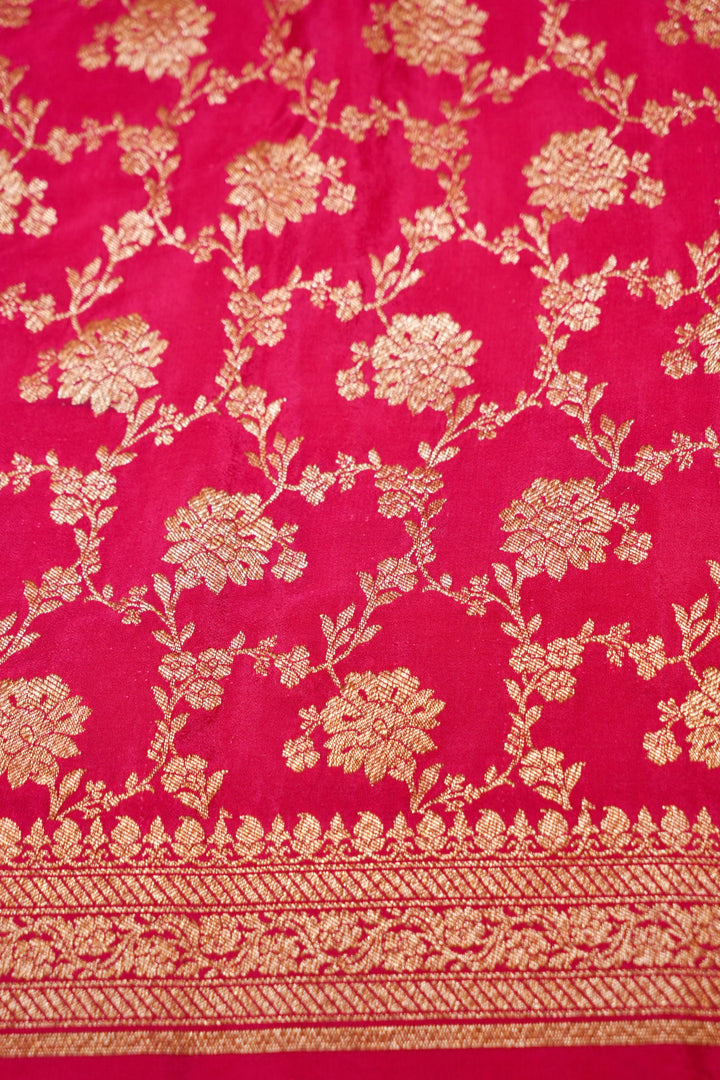 Vibrant Magenta Pink Handloom Pure Khaddi Crepe Silk Saree