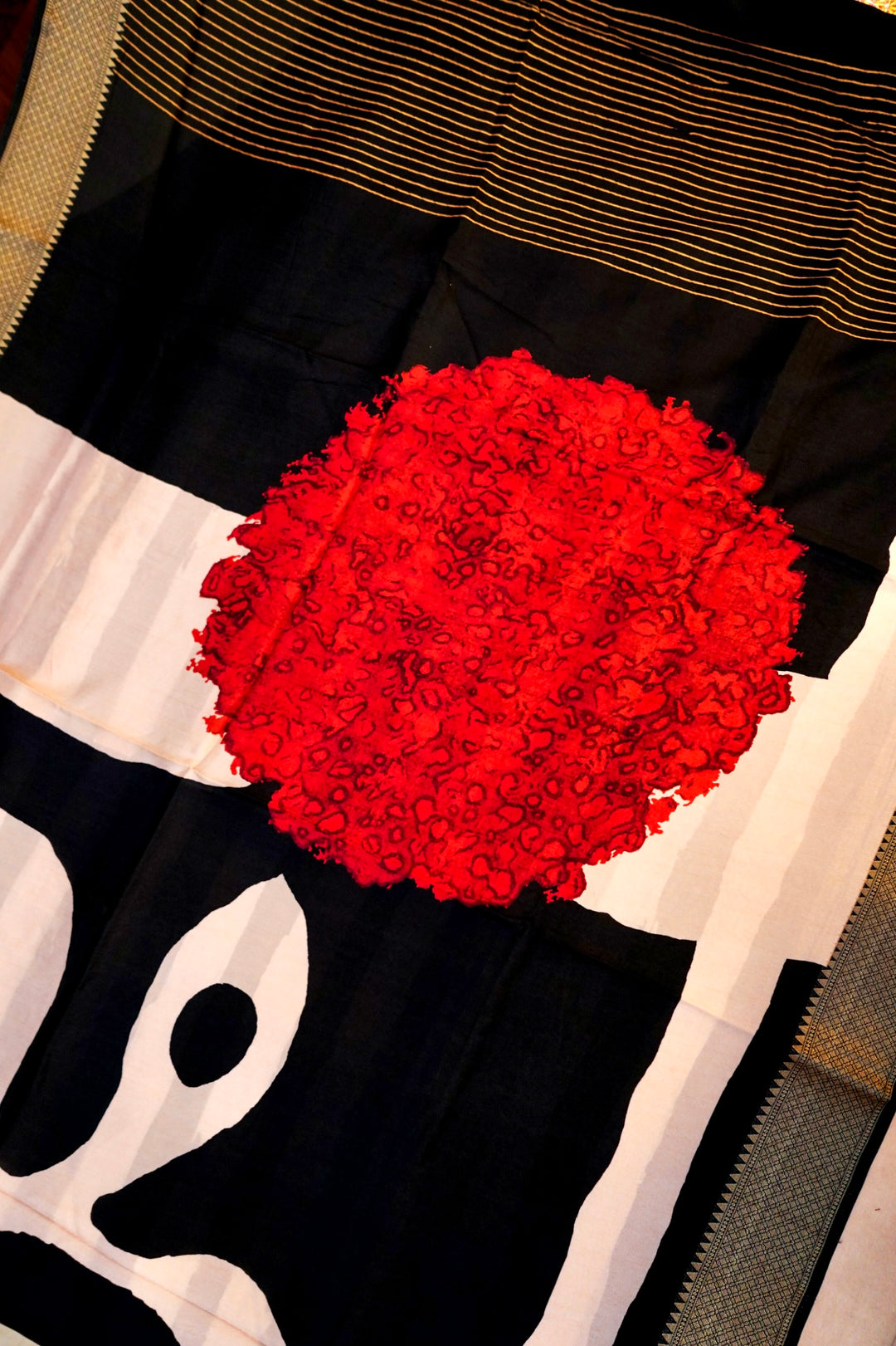 Midnight Majesty Black Designer Banarasi Crepe Silk Printed Saree