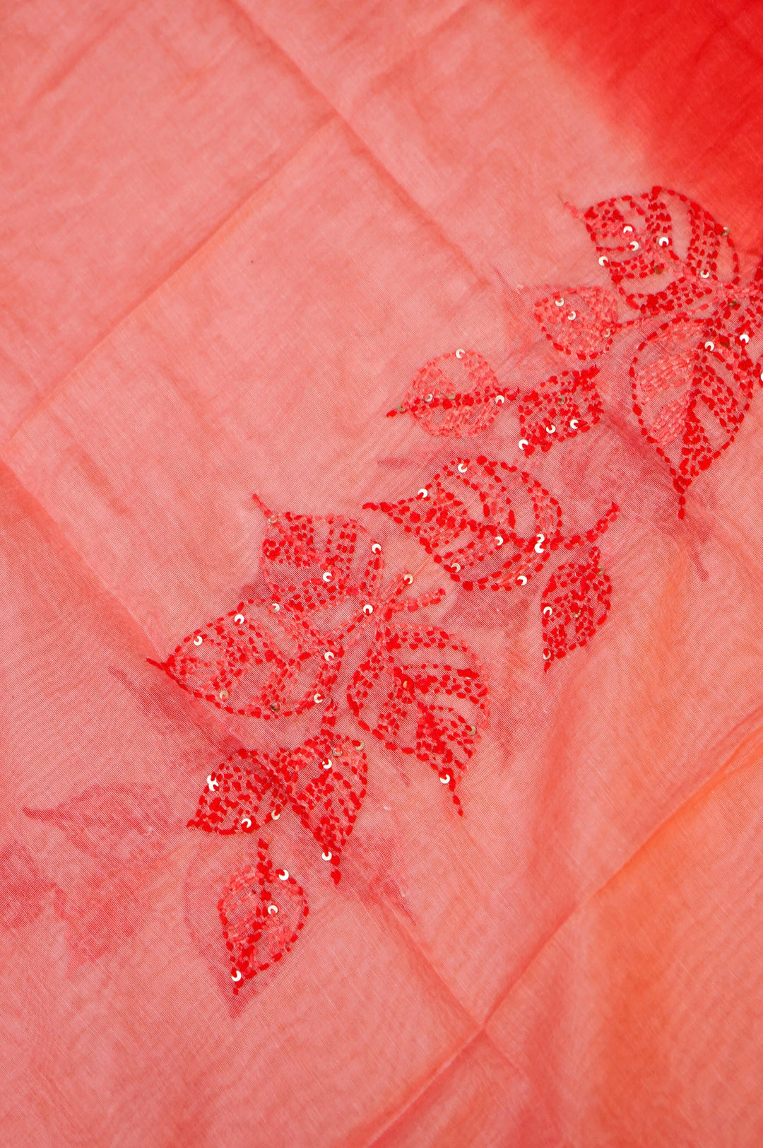Pure Mul Chanderi Unstitched Suit with Ombre Kurta & French Knot Embroidery