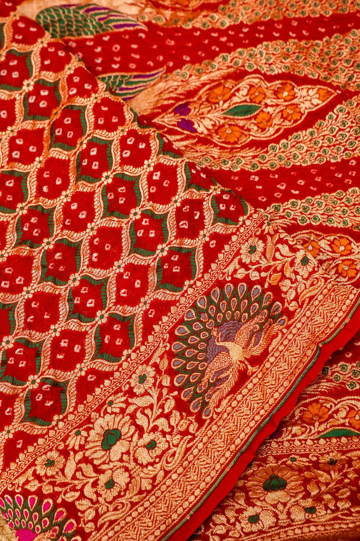 Handwoven Meenakari Pure Khaddi Georgette Kimkhwab Saree View 4