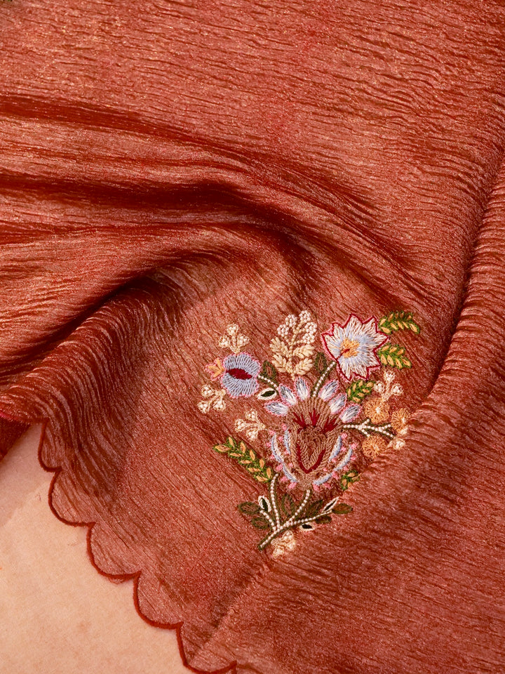 Anamika Khanna Inspired Pure Crush Tissue Silk Suit with Resham Meenakari Embroidery View 4