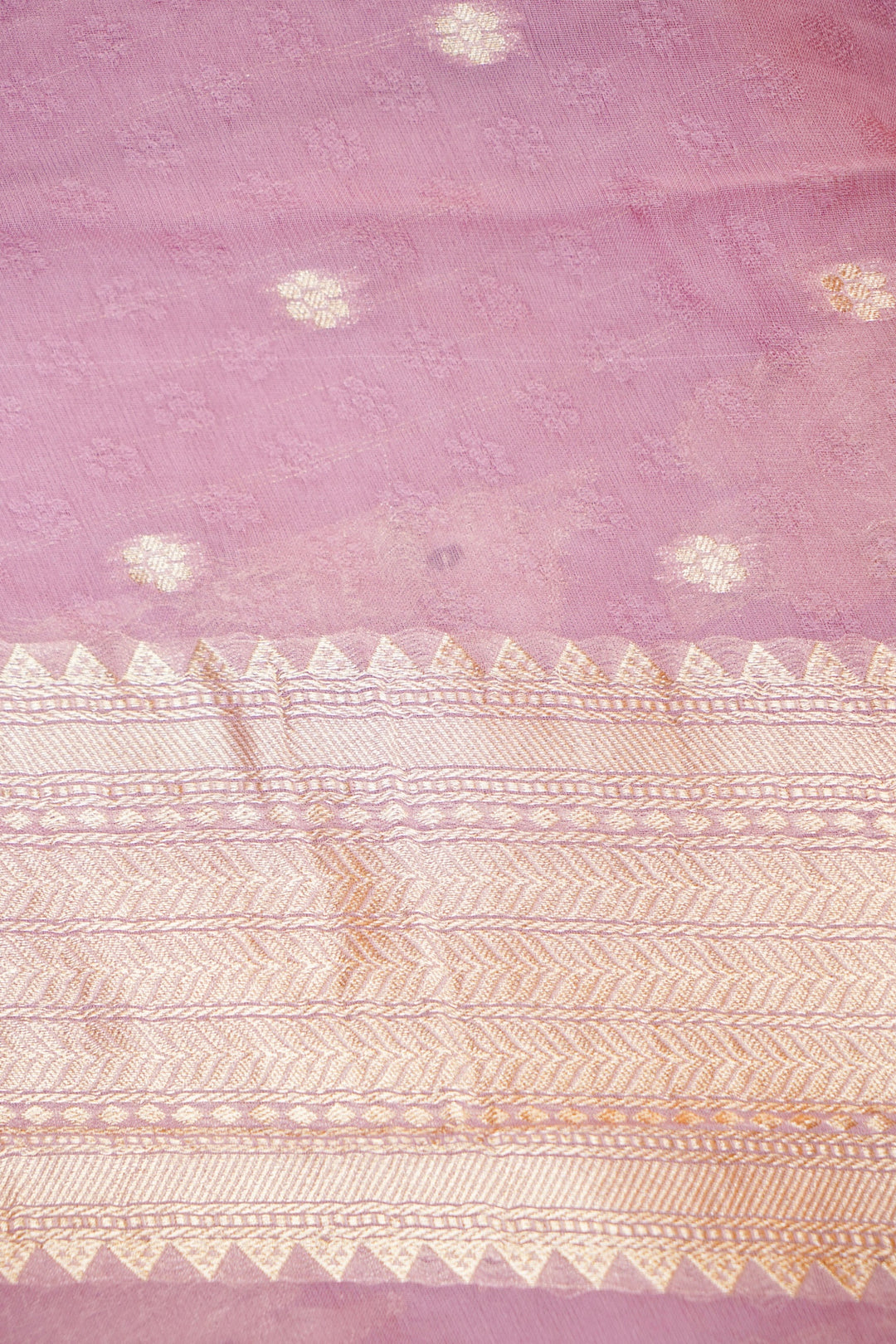 Lavender Pure Georgette Shikargah Saree with Zari Weave Animal Motifs