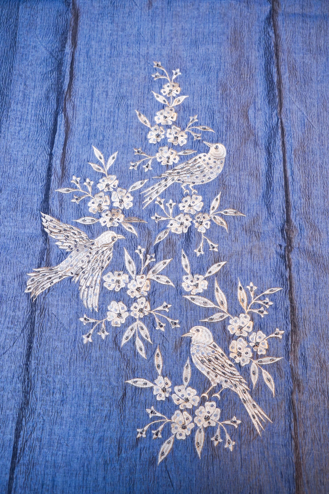 Graceful Light Blue Banarasi Crush Tissue Silk Suit Set