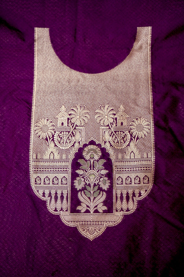 Dark Purple Modal Silk Co-Ord Set with Heritage Woven Design