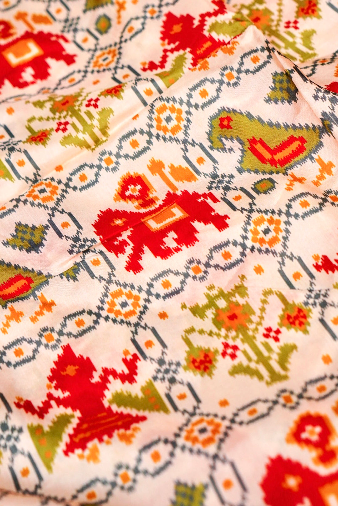 White Patola Silk Saree with Zari Weave Contrast Border