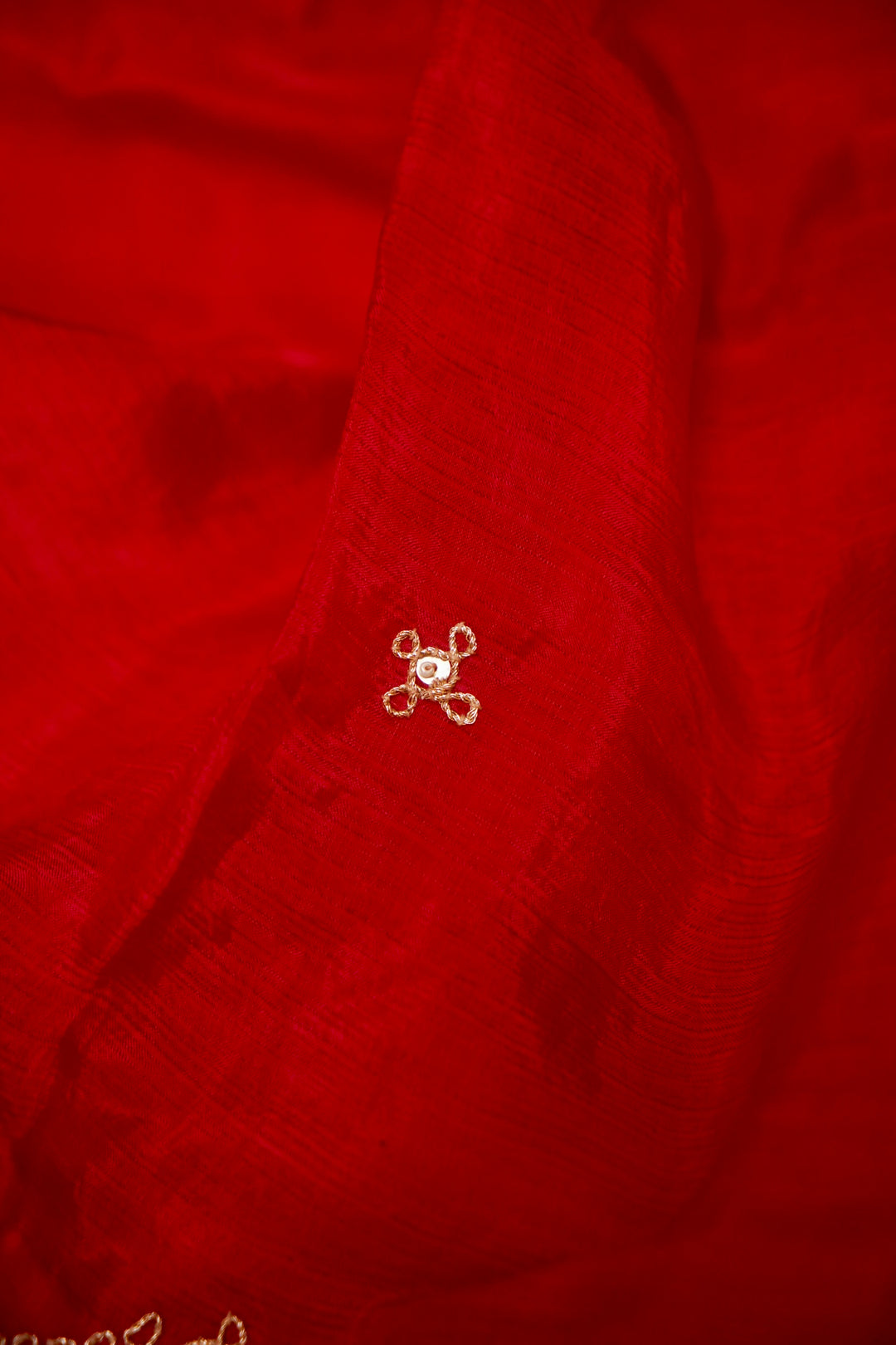 Elegant Red Organza Silk Saree with Hand Embroidered Border &amp; Designer Blouse