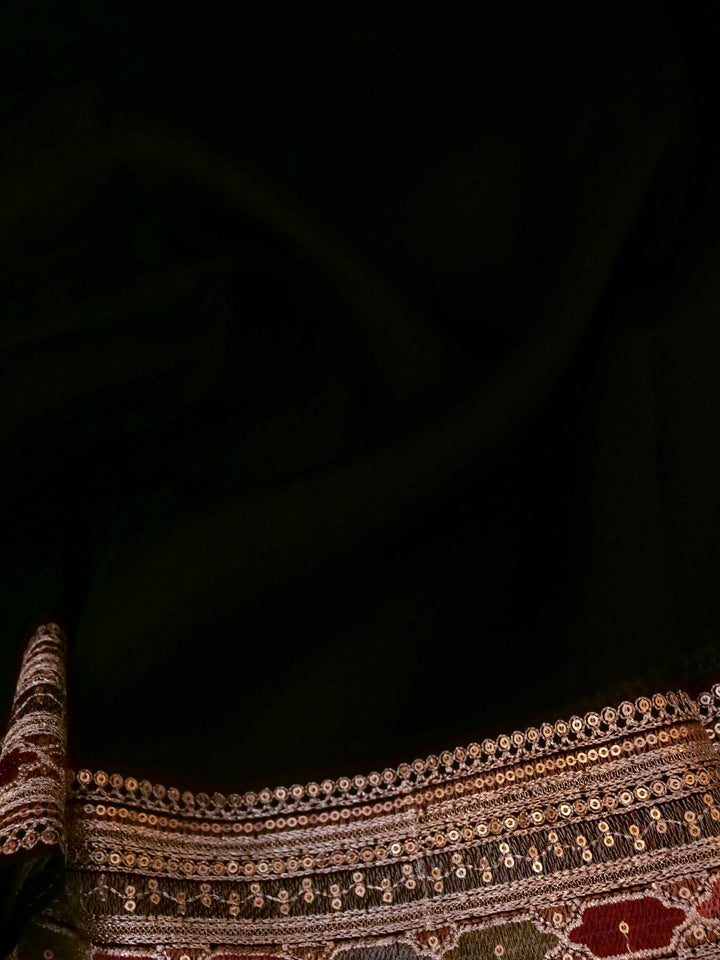 Sabyasachi Inspired Pure Organza Saree with Designer Border Heavy Resham Kadhai Blouse View 4