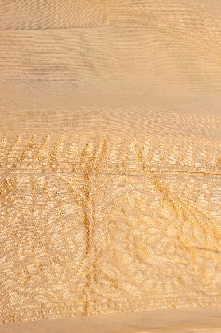 Hansini – Off White Pure Tussar Georgette Bird Motif Saree