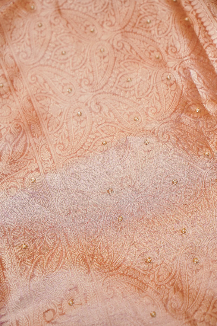 Onion Pink Maharani Tissue Silk Pichwai Motif Saree