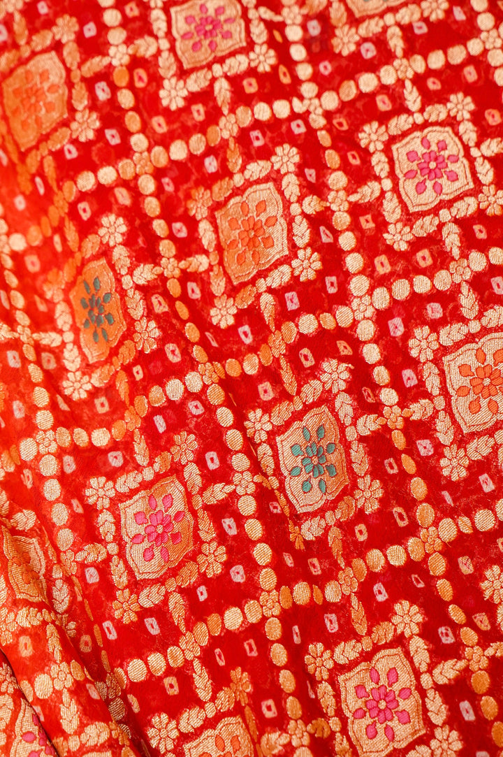 Victoria German Silver Coins Embellishment Handwoven Meenakari Pure Khaddi Bandhani Saree View 5