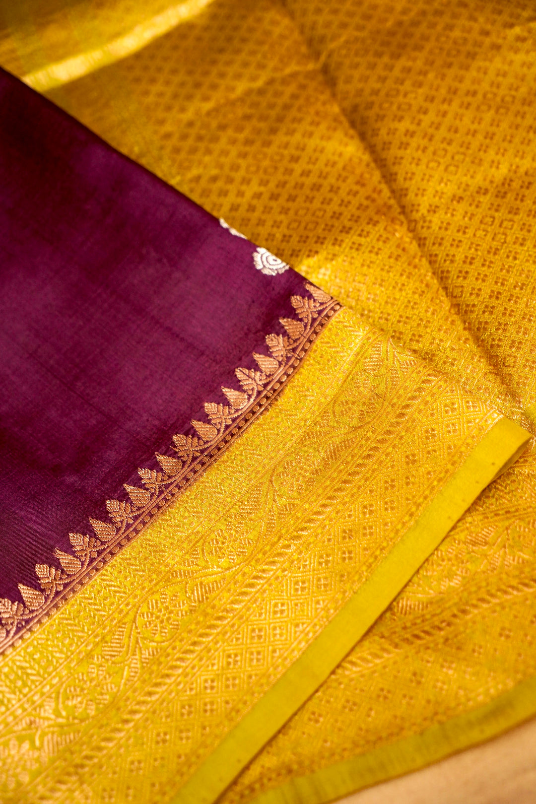 Banarasi Pure Katan Silk Wine Saree with Sona Rupa Buti View 3