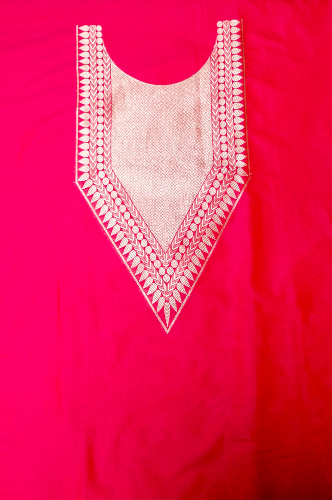 Fuchsia Pink Modal Silk Co-Ord Set with Intricate Woven Design