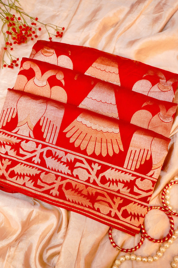 Majestic Red Sonaroopa Muslin Organza Bridal Saree Collection