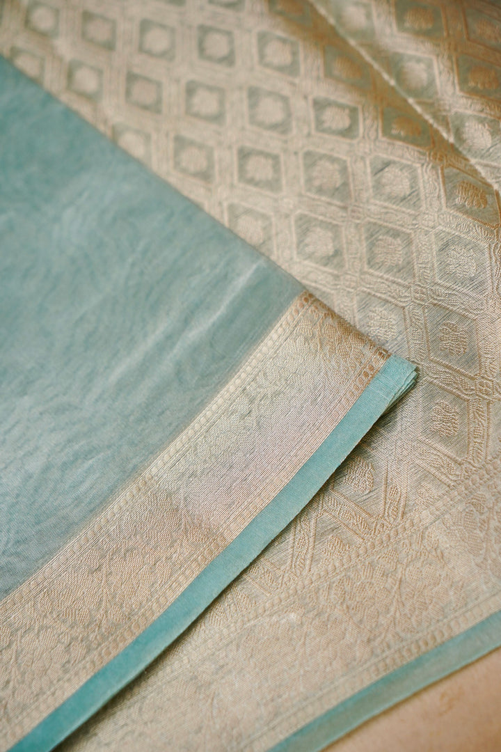 Aqua Radiance Tissue Silk Banarasi Saree View 3
