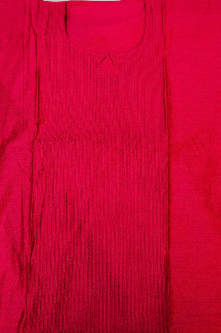 Graceful Pink Dupion Silk Suit Set with White Block Printed Dupatta