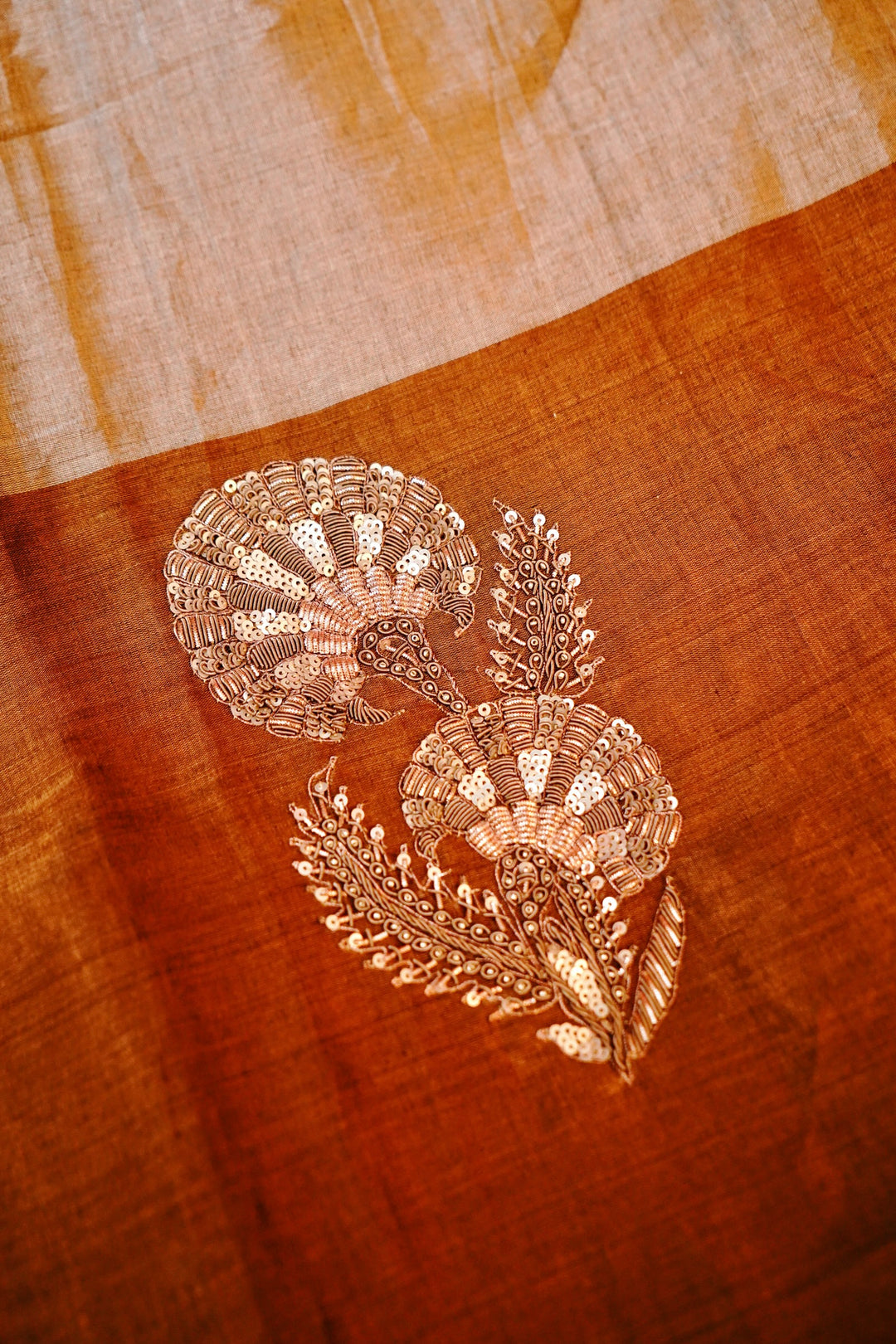 Regal Golden & Silver Pure Handloom Katan Tissue Saree with Zardozi Embroidery