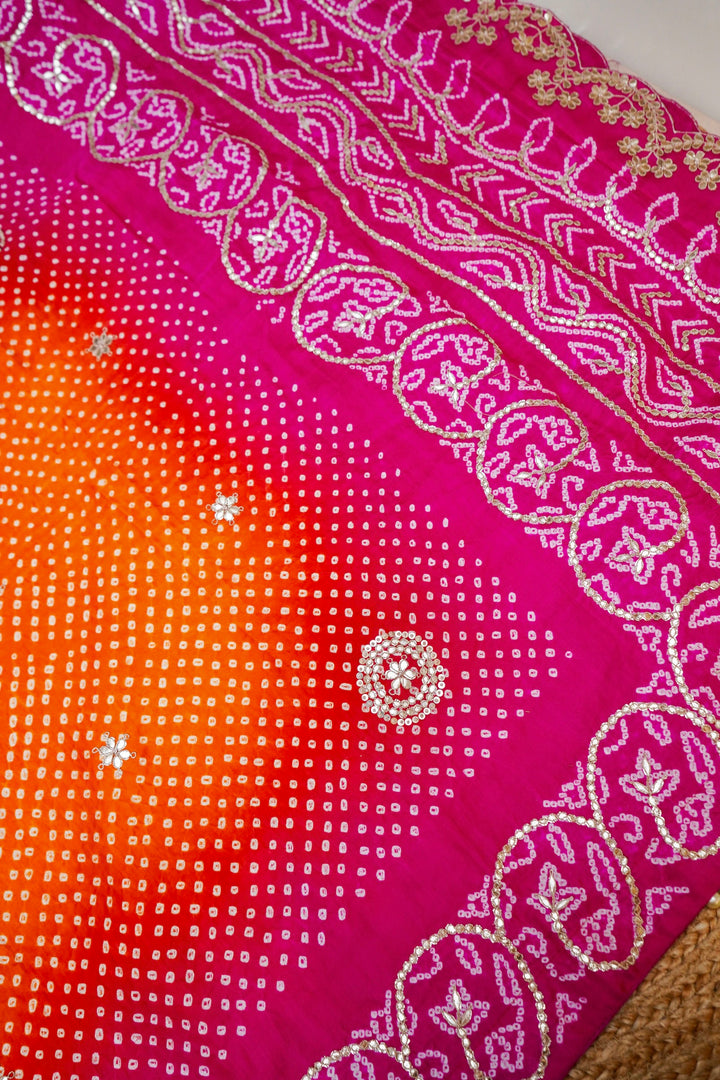 Rangrez Gulnaar Pure Gajji Bandhej Dupatta with Gota Patti View 2