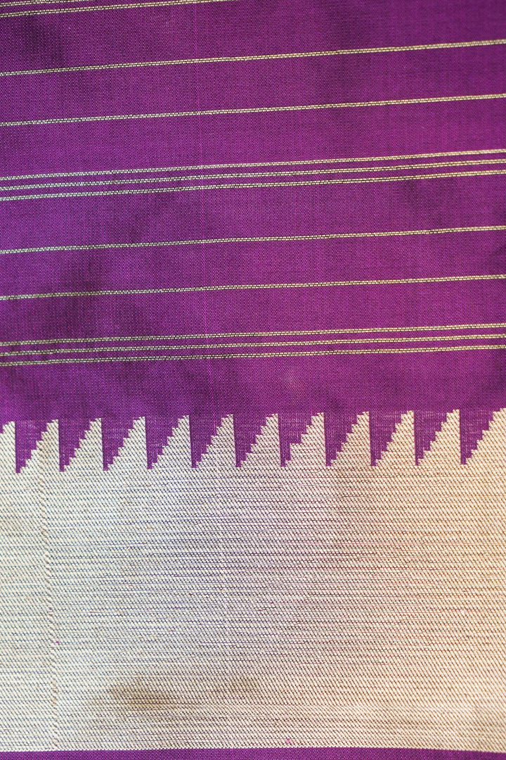 Pure Banarasi Katan Silk Handloom Kadiyal Saree with Paithani Border