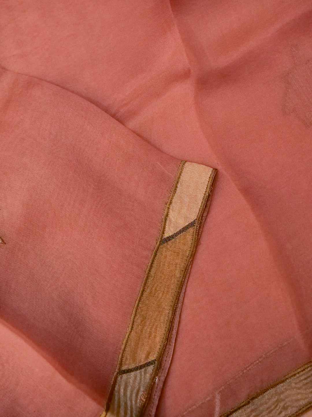 Handloom Mauve Pure Kora Suit with Tissue Appliqué Work View 3