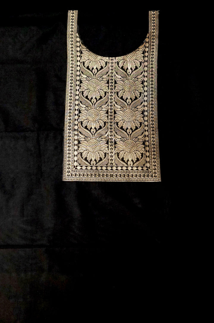 Royal Black Banarasi Silk Unstitched Suit Set