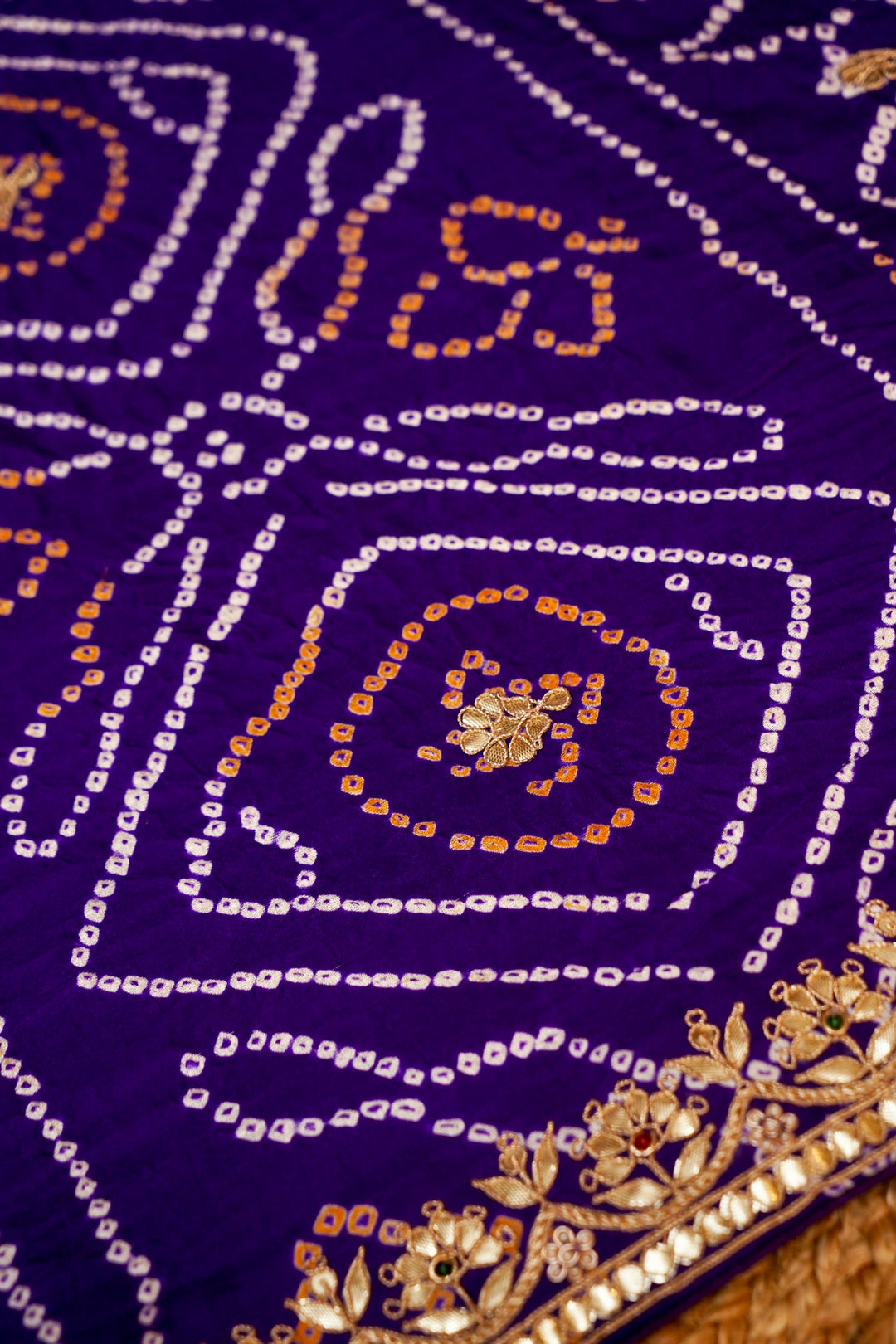 Royal Purple Pure Gajji Gharchola Saree with Gota Patti Hand Embroidery