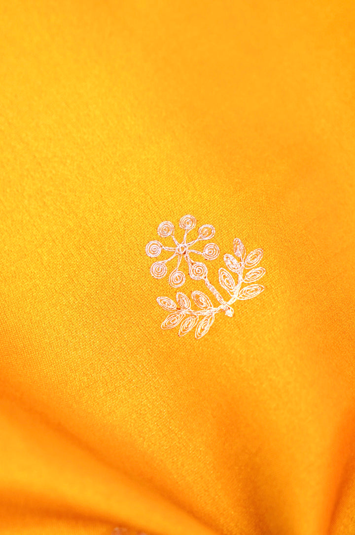 Yellow Crepe Tissue Silk Suit Set with Pitta Zari Embroidery Work