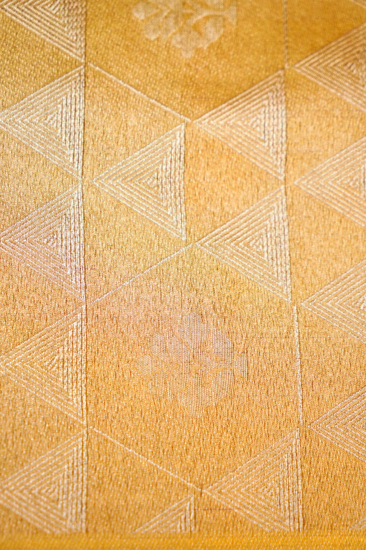 Golden Tissue Silk Saree with Silver Zari Weave