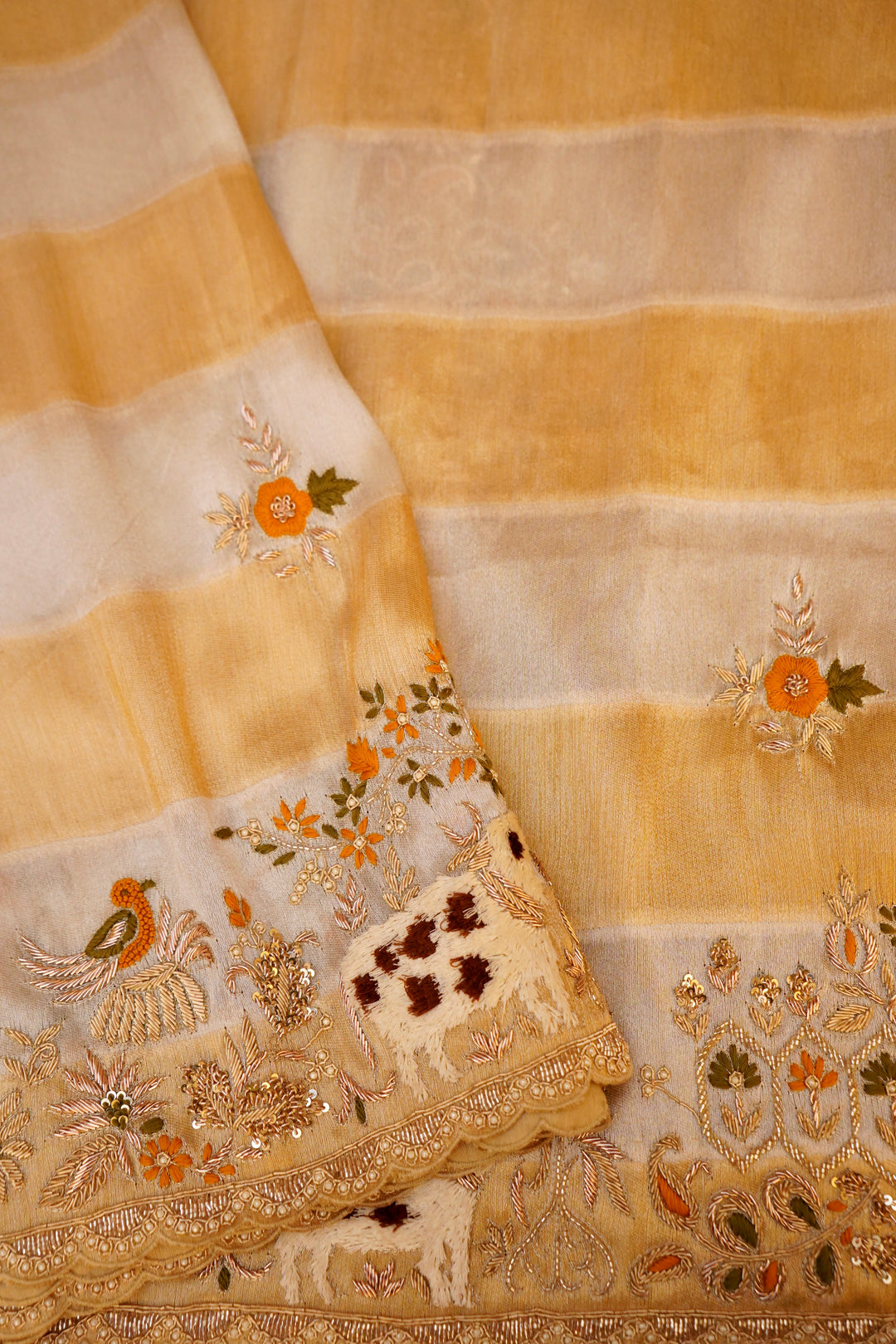 Swarna Kalp – Designer Golden & Silver Tissue Silk Saree