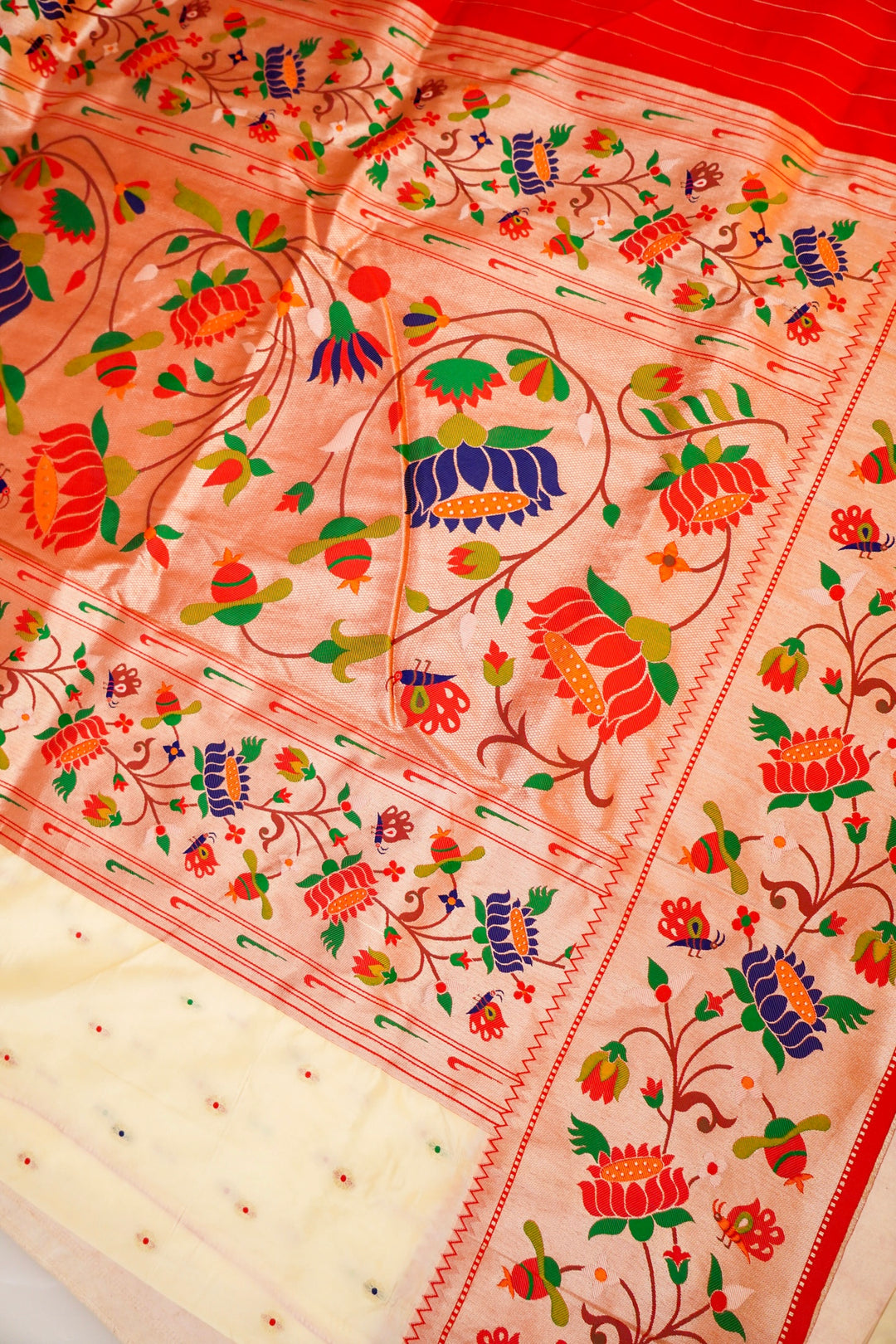 Bridal Reddish Pink Katan Silk with Paithani Pattern Saree