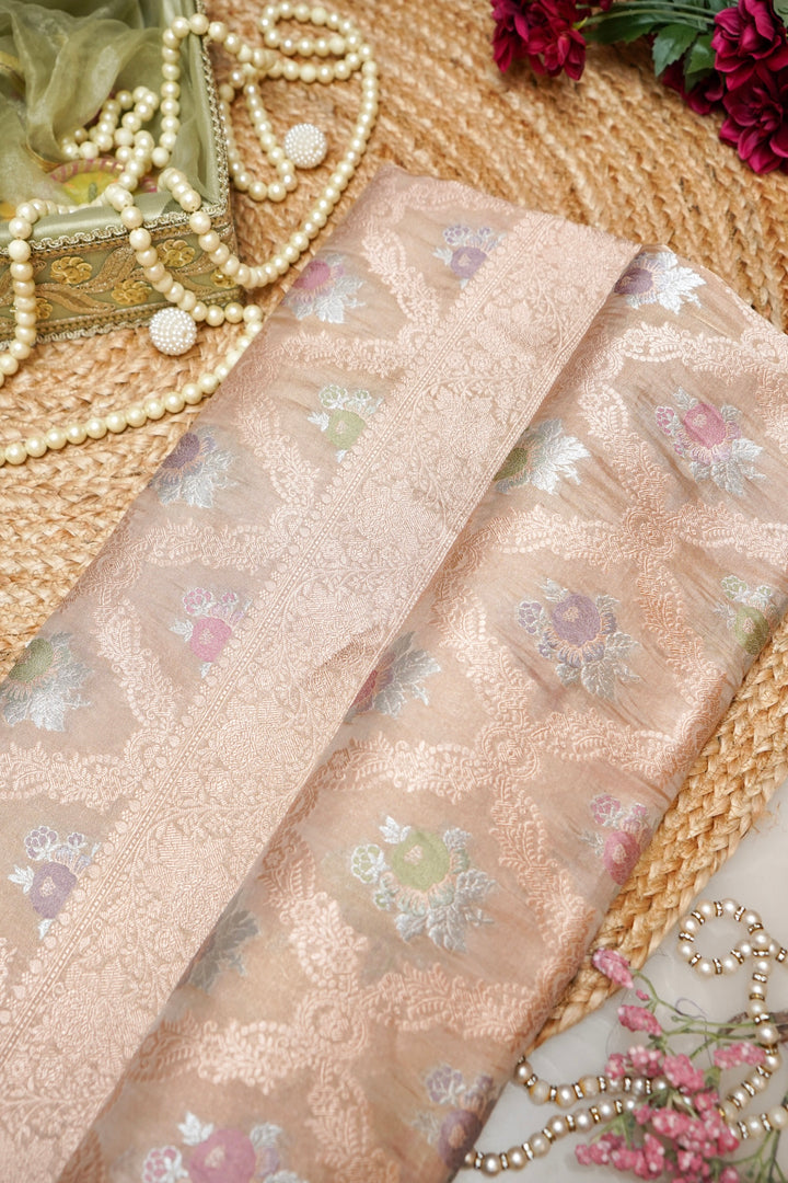 Luxurious Handloom Pure Banarasi Katan Tissue Silk Saree with Meenakari Weaving
