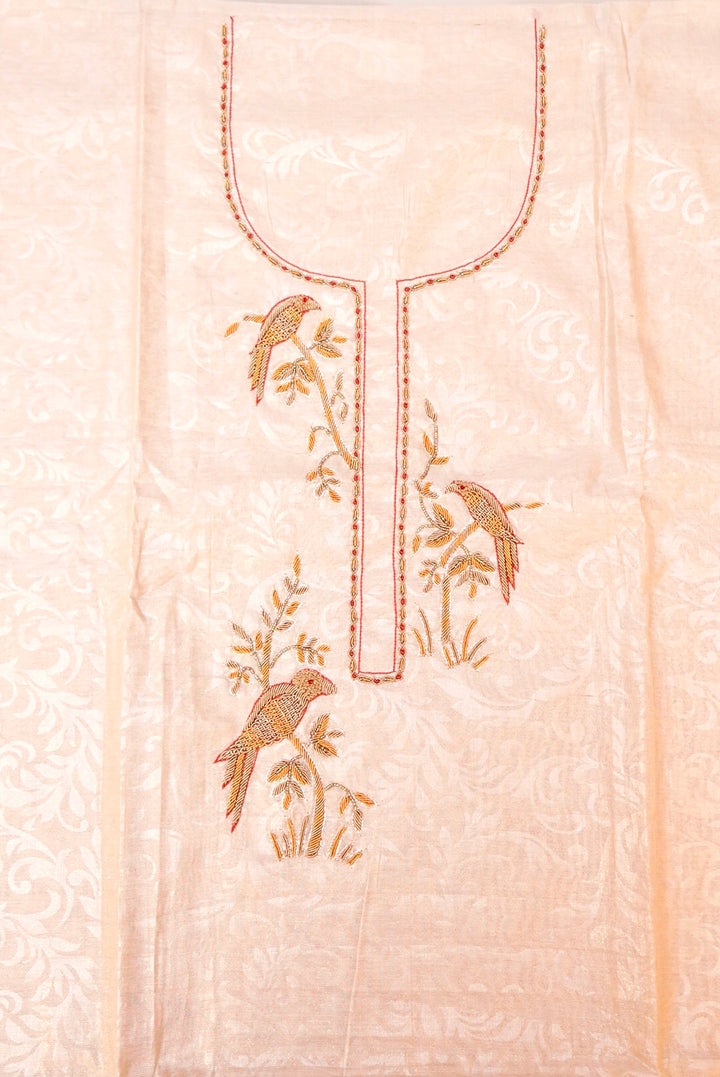 Radiant Rose Gold Chanderi Tissue Ensemble with Zardozi Detailing