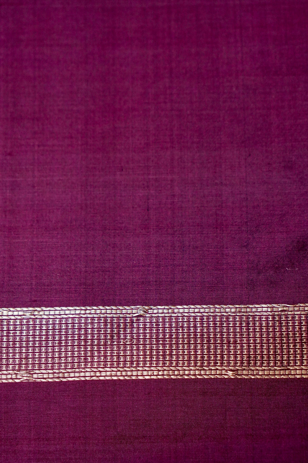 Dark Purple Pure Katan Silk Co-Ord Set with Gold Zari Floral Motif