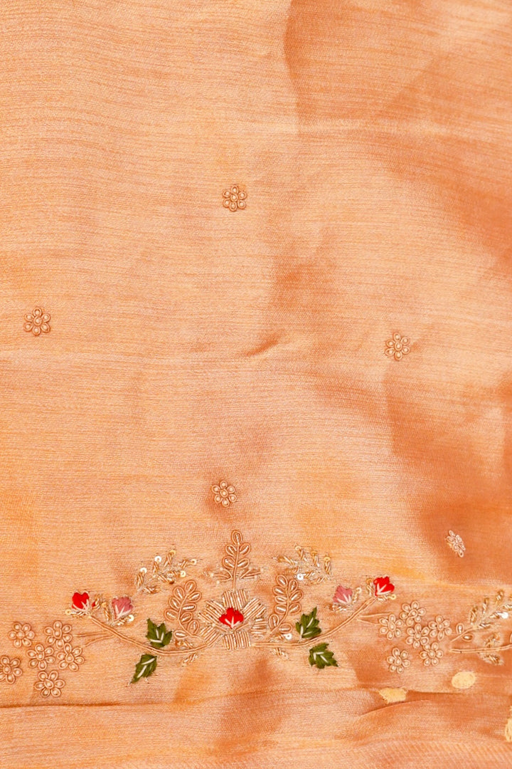 Banarasi Brocade Silk Saree with Zardozi Meenakari Hand Embroidery & Scallop Border