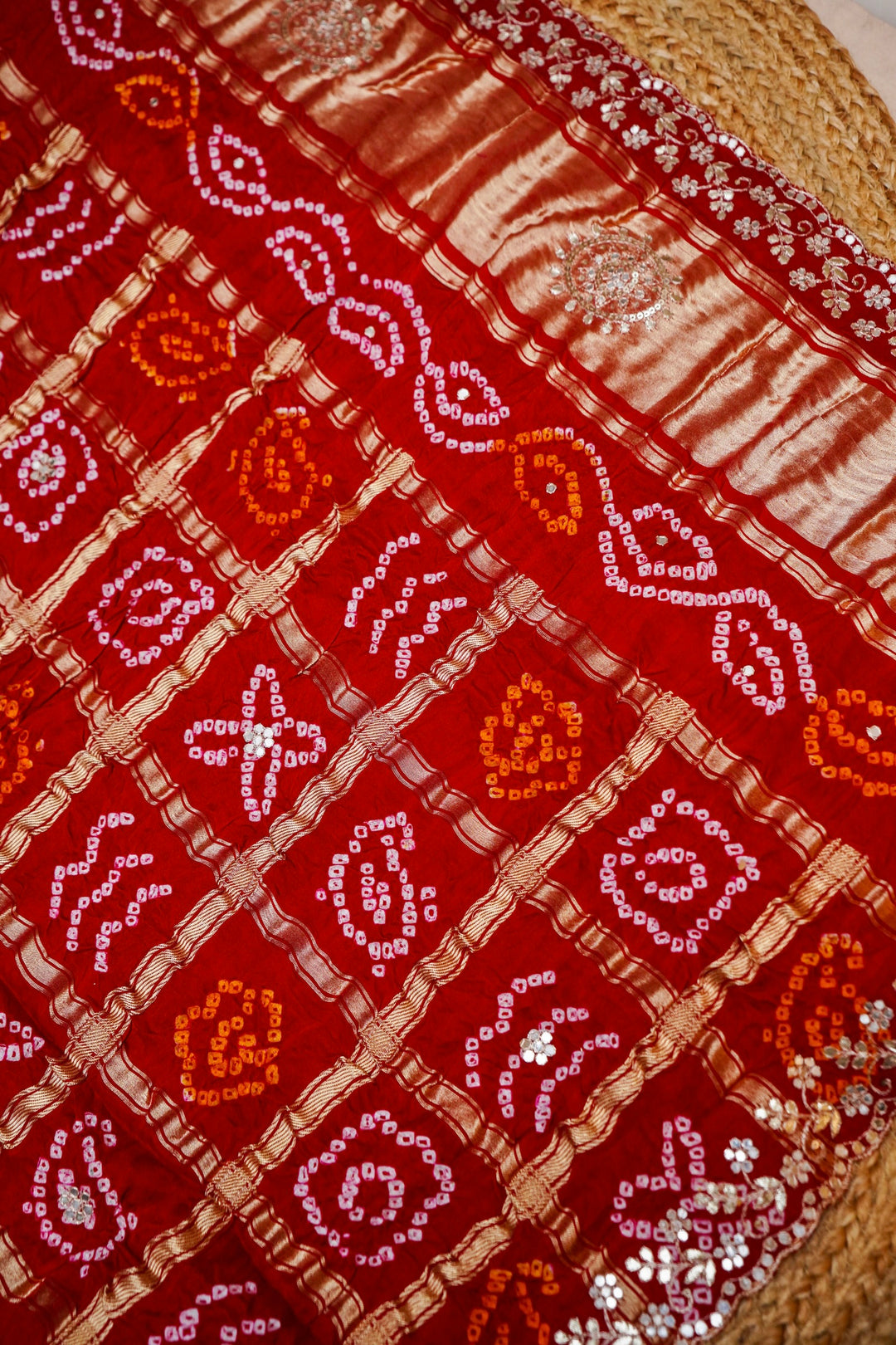 Laal Chunari Royal Pure Modal Gajji Dupatta with Gota Hand Embroidery View 2