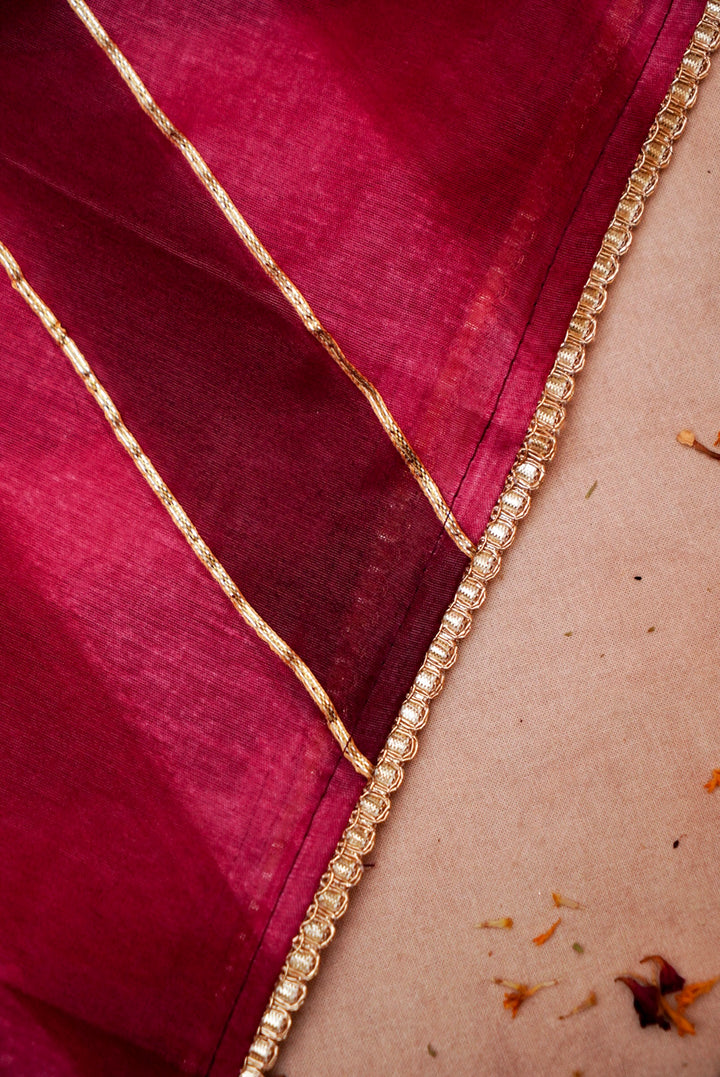 Pure Chanderi Silk Suit with Zardozi Embroidery and Gotta Lace Dupatta
