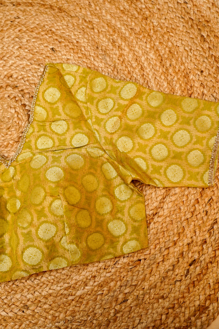 Olive Green Soft Silk Saree with Stitched Blouse View 6