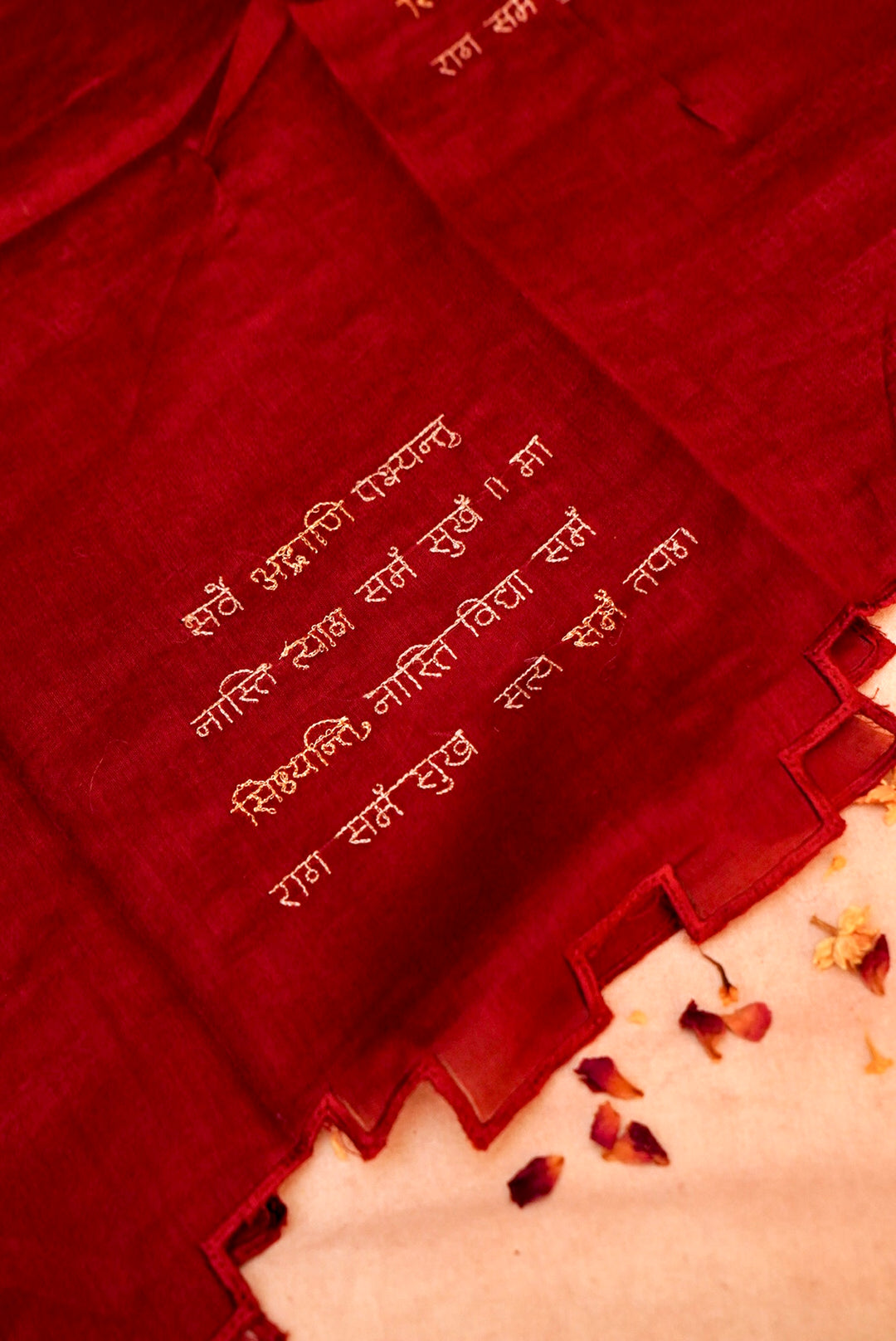Maroon “Shanti Mantra” Pure Chanderi Silk Suit with Scalloped Dupatta