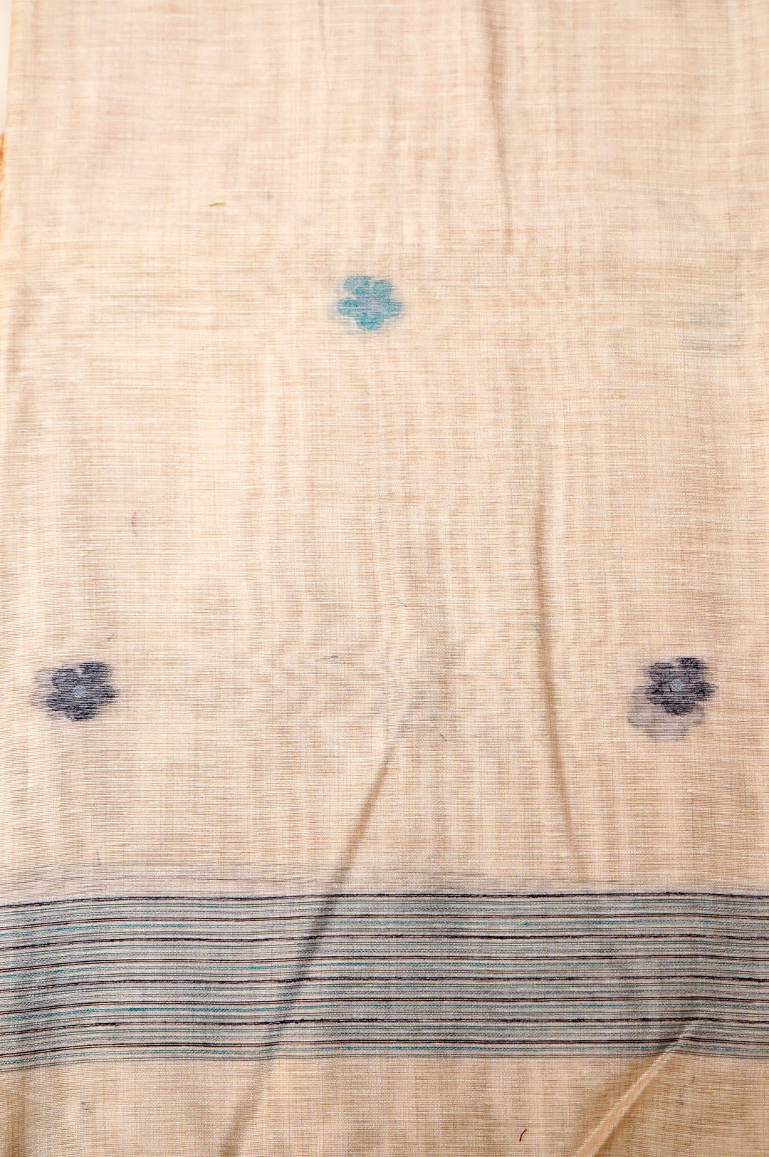 Off White Floral Woven Unstitched Suit Set with Bird Motif Dupatta  in Shades of Blue and Grey