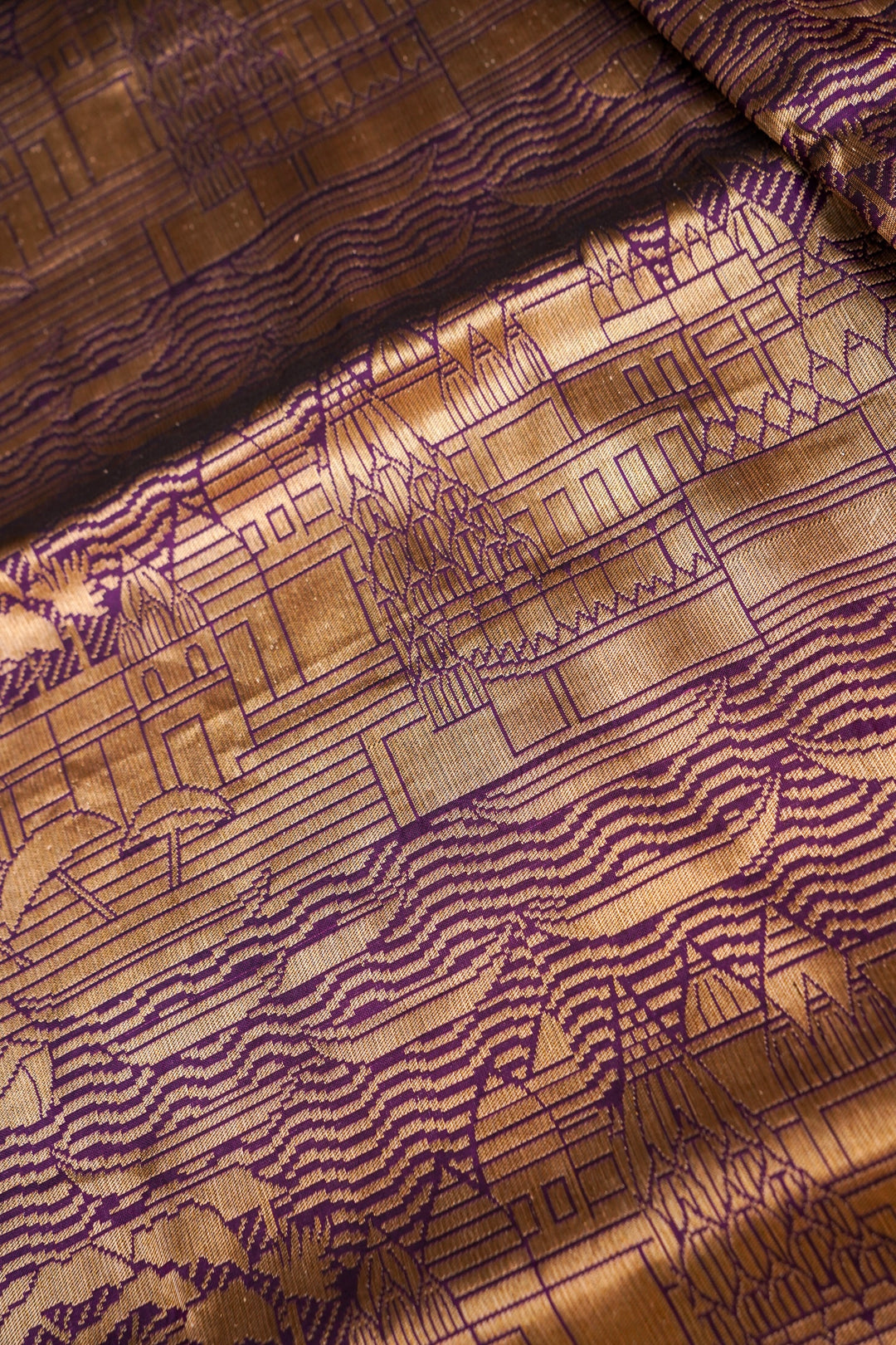 Pure Banarasi Katan Silk Handloom Kadiyal Saree with Paithani Border