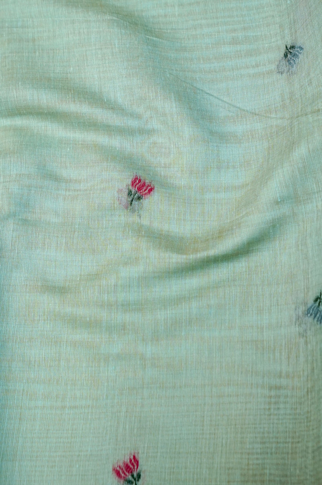 Sky Blue Handwoven Cotton Unstitched Suit Set with Floral Woven Dupatta