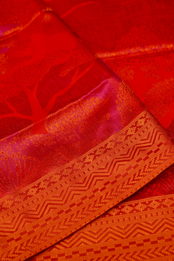 Classic Red Handwoven Pure Banarasi Tanchoi Silk Saree
