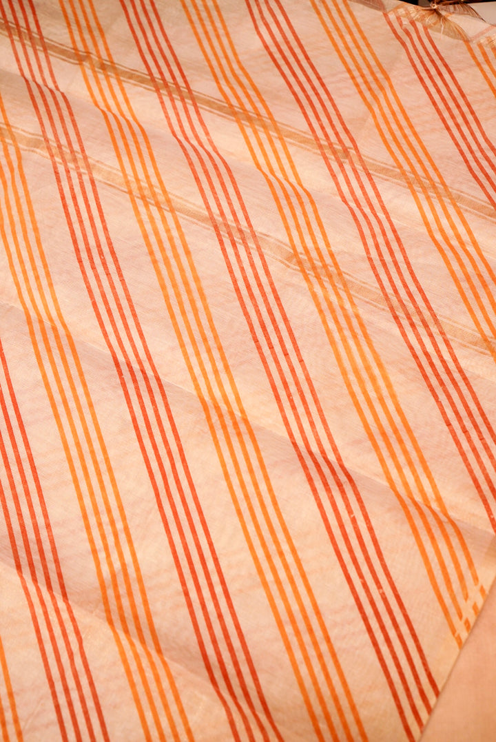 Rose Gold Pure Chanderi Tissue Silk Suit with Handcrafted Elegance