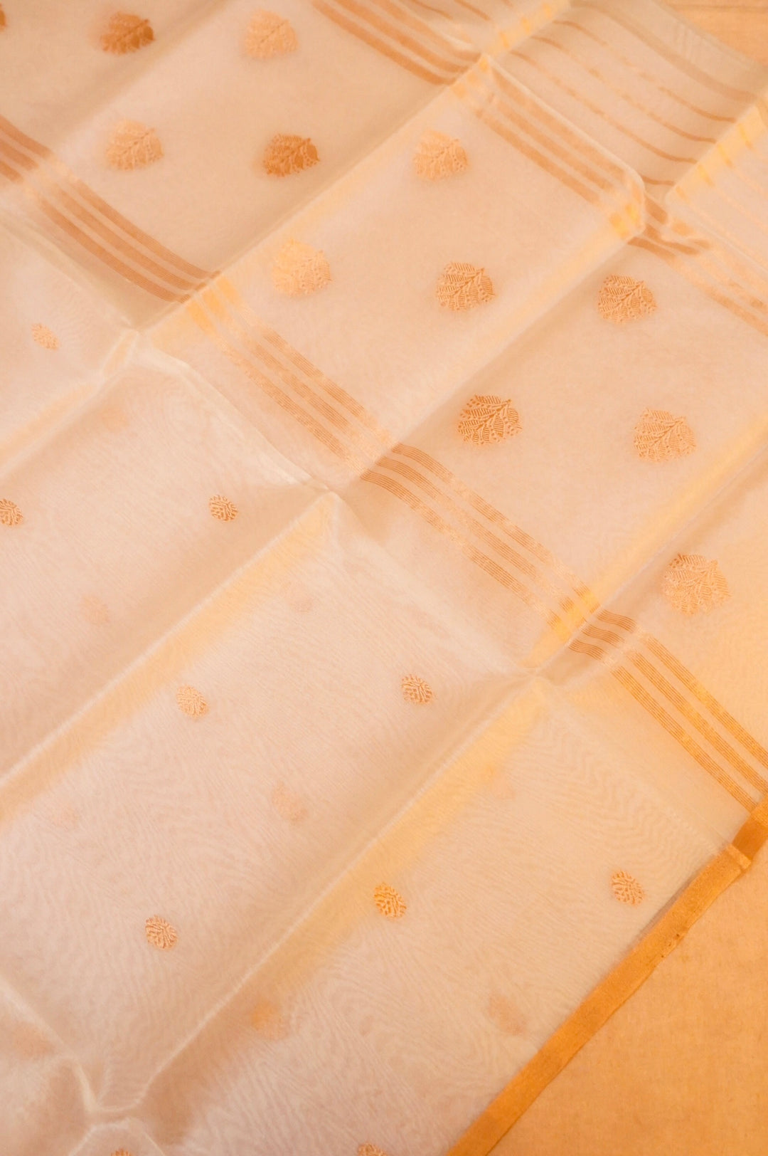 White Pure Handloom Raw Silk Dyeable Suit with Organza Dupatta