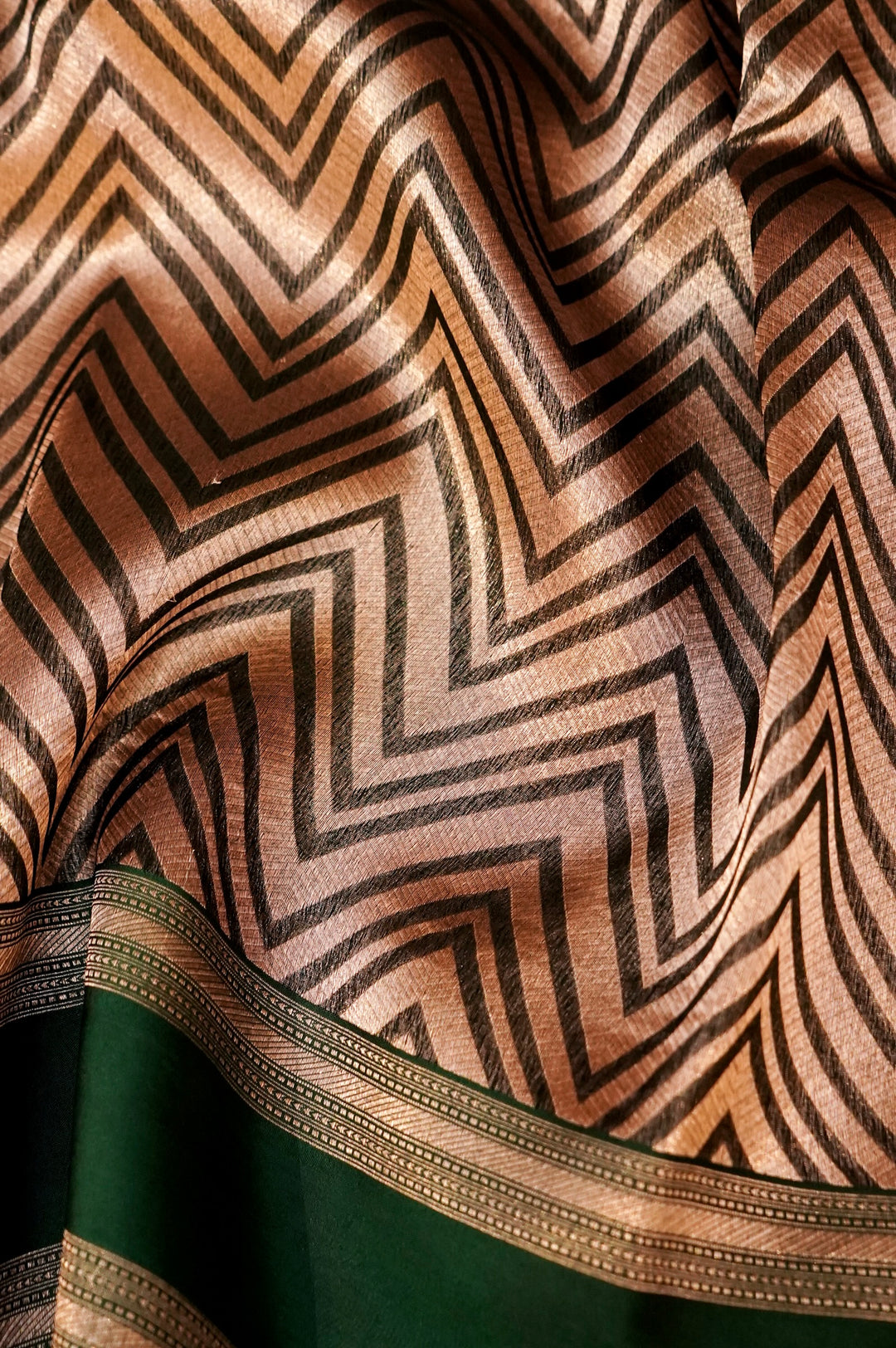 Emerald Soirée – Green Pure Handloom Organza Brocade Silk Patli Saree