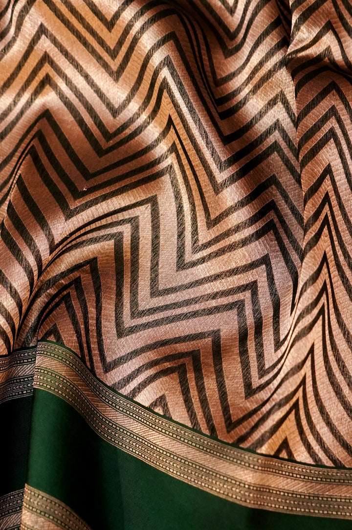 Emerald Soirée – Green Pure Handloom Organza Brocade Silk Patli Saree