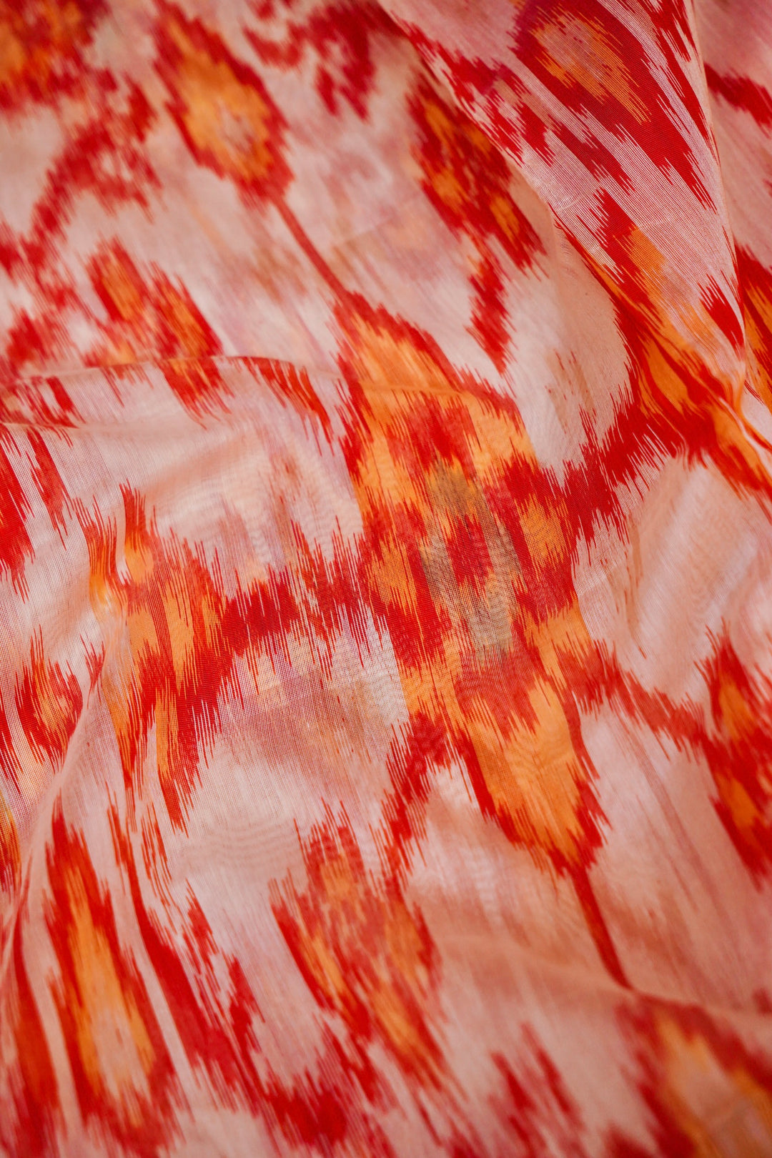 White Patola Cotton Silk Saree with Multi-Color Geometric Design
